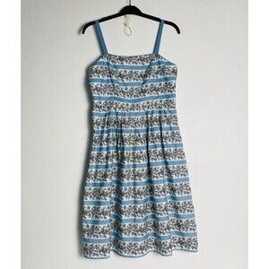 Jessica Howard Woman Size 14P Off-White/Blue Floral Spaghetti‎ Strap Midi Dress